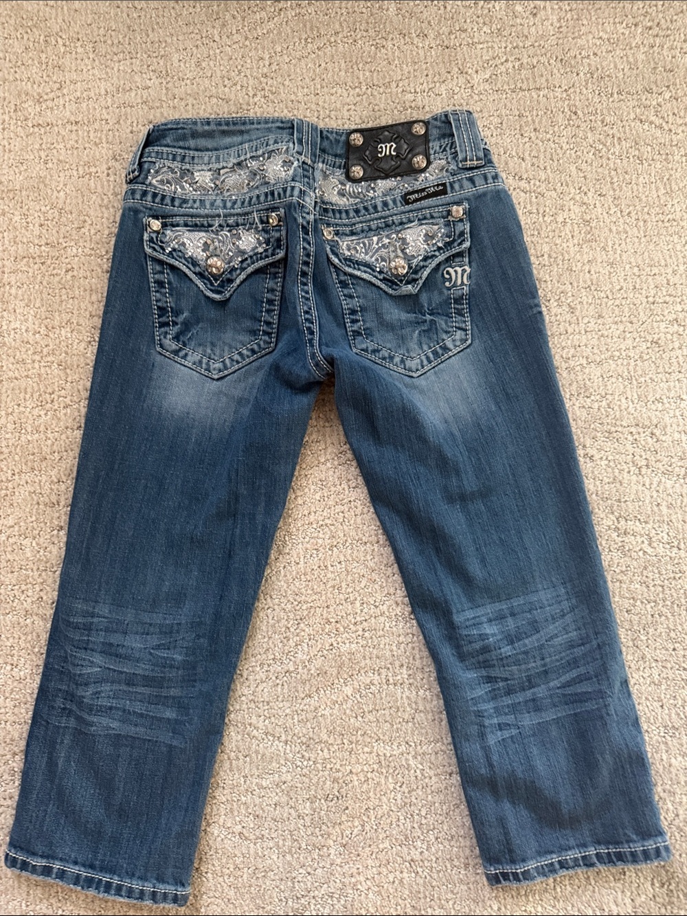 Miss Me Blue Denim Rhinestone Pocket Jeans